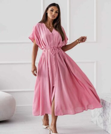 Φόρεμα midi με κορδόνι στη μέση