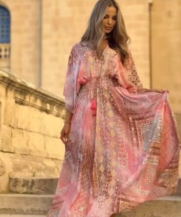 Φόρεμα maxi boho με μανίκι